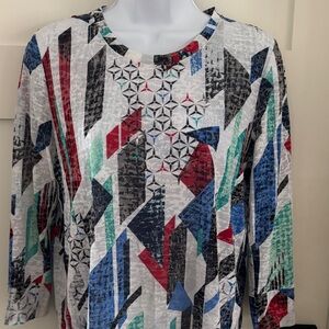 Northern Reflections Multicolor Geometric Long Sleeve Top